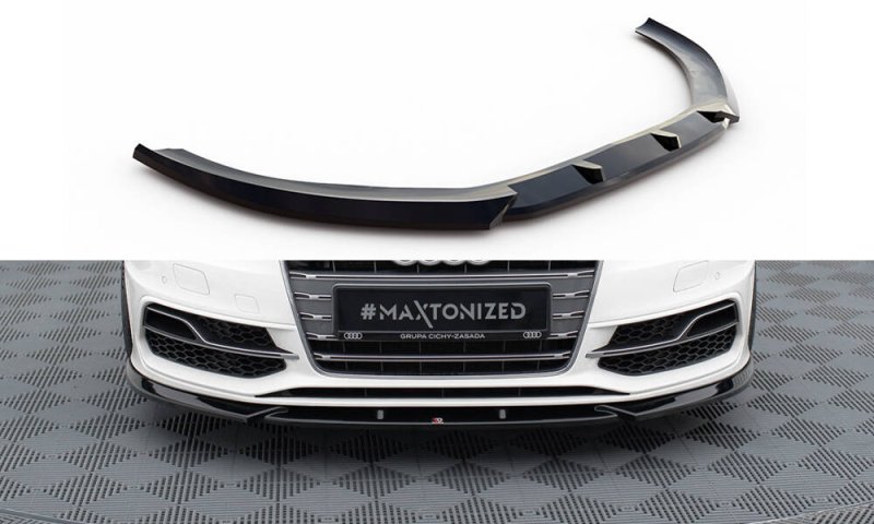 Maxton Front Ansatz V.2 Audi S3 / A3 S-Line Sportback / Hatchback 8V schwarz Hochglanz AU-S3-8V-SB-FD2-G