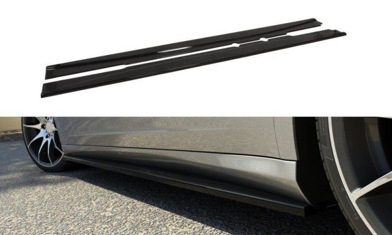 Maxton Seitenschweller Ansatz für MERCEDES CLS C219 schwarz Hochglanz ME-CLS-C219-SD1-G