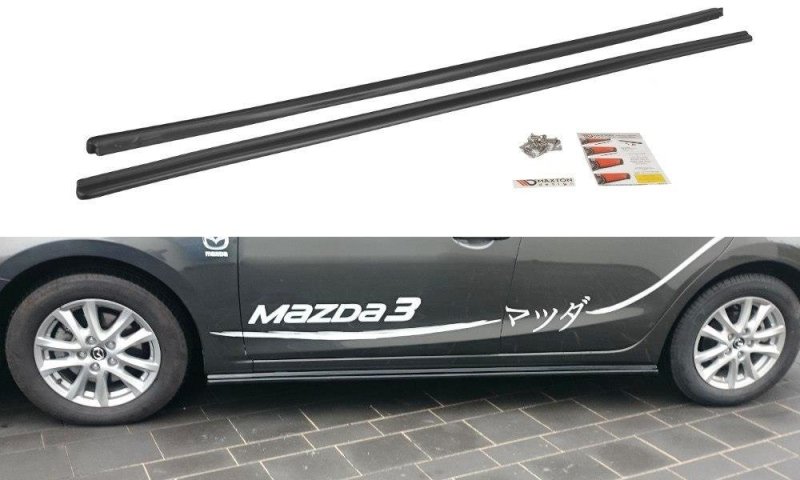 Maxton Seitenschweller Ansatz für Mazda 3 BN (Mk3) Facelift schwarz Hochglanz MA-3-3F-SD1-G