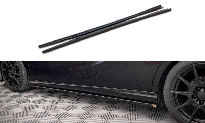 Maxton Seitenschweller Ansatz für Mercedes-Benz B W246 Facelift schwarz Hochglanz ME-B-246F-SD1-G