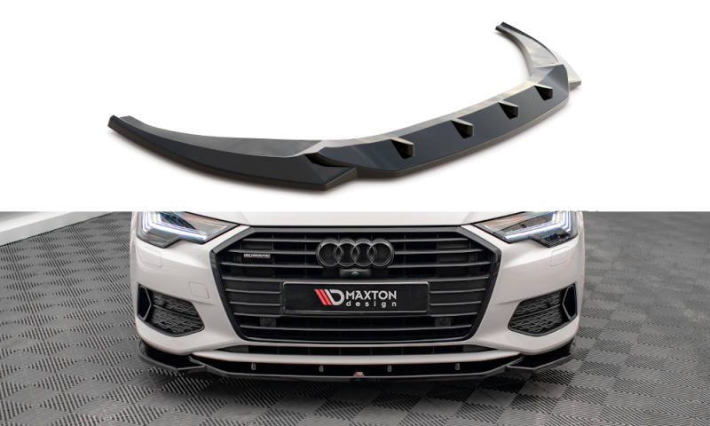 Maxton Front Ansatz V.1 für Audi A6 C8 schwarz Hochglanz AU-A6-C8-FD1-G