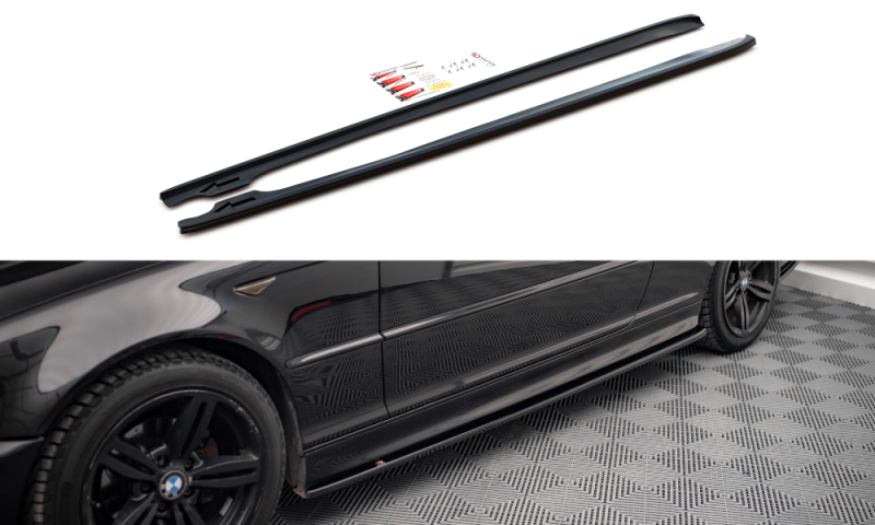 Maxton Seitenschweller Ansatz für V.2 für BMW 3er Coupe M-Paket E46 schwarz Hochglanz BM-3-46-C-MPACK-SD2-G