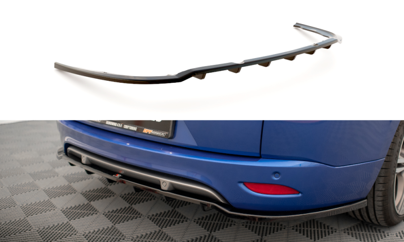 Maxton Mittlerer Diffusor Heck Ansatz DTM Look für Renault Megane GT Line Grandtour Mk3 Facelift schwarz Hochglanz RE-ME-3F-GT-K-RD1G+RD2-G
