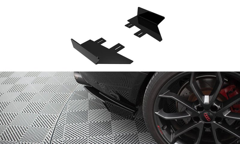 Maxton Hintere Seiten Flaps Audi S5 / A5 S-Line Coupe / Cabriolet 8T schwarz Hochglanz AUS51CNC-RSF1-G