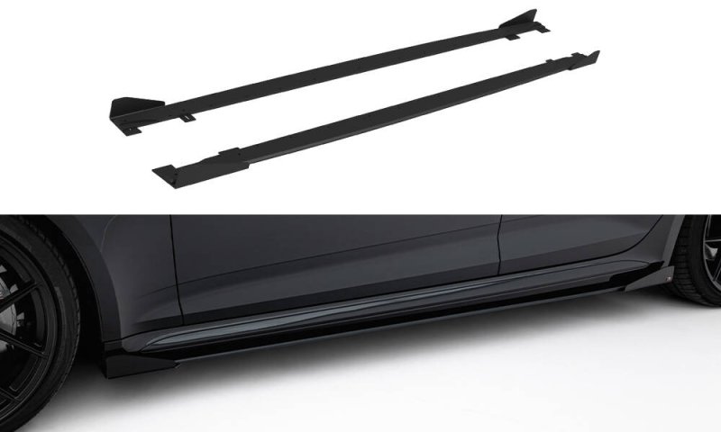Maxton Street Pro Seitenschweller Ansatz + Flaps Audi RS5 Sportback F5 schwarz Hochglanz AURS52SBCNC-SD1B+SF1-G
