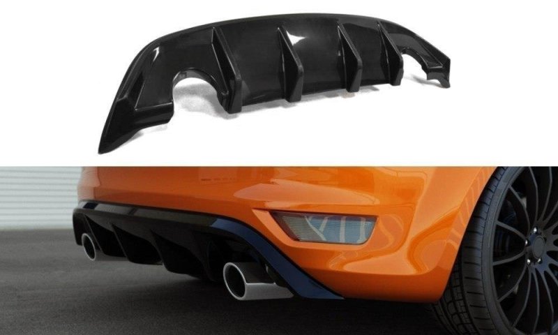 Maxton Diffusor Heck Ansatz für Ford Focus ST Mk2 FL schwarz Hochglanz FO-FO-2F-ST-RS1-G