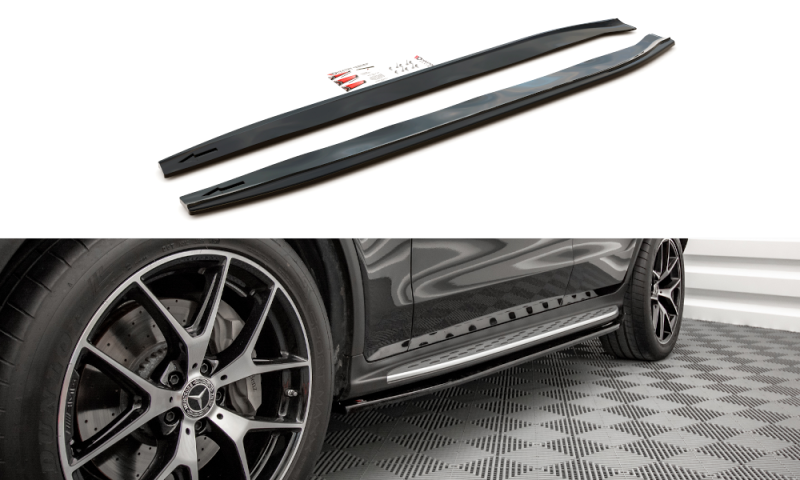 Maxton Seitenschweller Ansatz für Mercedes-Benz GLC Coupe AMG-Line C253 Facelift schwarz Hochglanz ME-GLC-C253F-AMGLINE-SD1-G