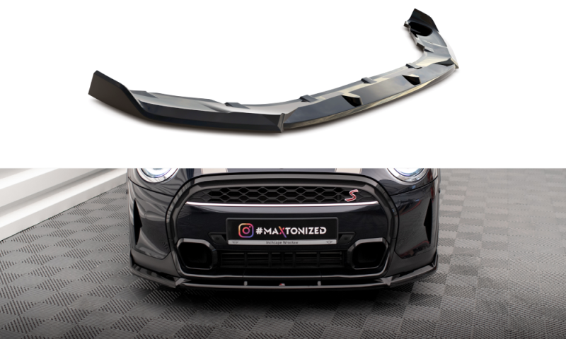 Maxton Front Ansatz V.2 für Mini Cooper S F56 Facelift schwarz Hochglanz MC-S-3F-56-JCW-FD2-G