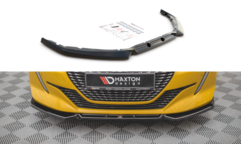 Maxton Front Ansatz V.1 für Peugeot 208 Mk2 schwarz matt PE-208-2-FD1-T