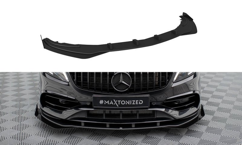 Maxton Street Pro Front Ansatz + Flaps Mercedes-Benz A AMG-Line W176 Facelift schwarz Hochglanz MEA176FAMGLINECNC-FD1B+FSF1-G