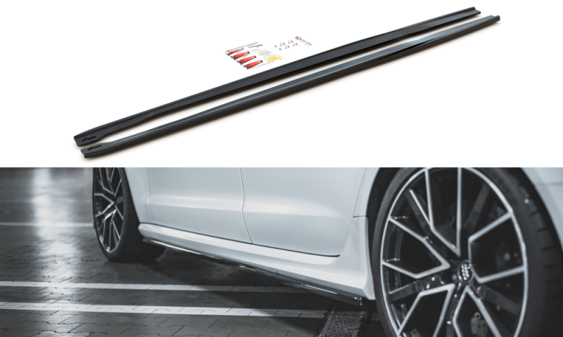 Maxton Seitenschweller Ansatz für V.2 für Audi RS6 C7 schwarz Hochglanz AU-RS6-C7-SD2-G