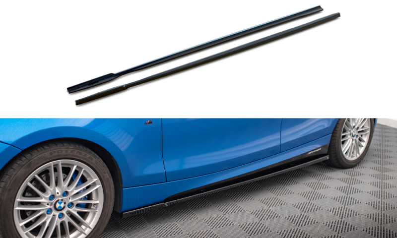 Maxton Seitenschweller Ansatz BMW 1er M-Paket E87 Facelift schwarz Hochglanz BM-1-87F-MPACK-SD1-G