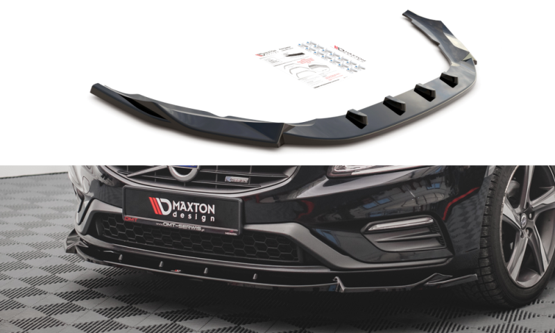 Maxton Front Ansatz V.1 für Volvo S60 R-Design Mk2 schwarz Hochglanz VO-S60-2F-RDESIGN-FD1-G
