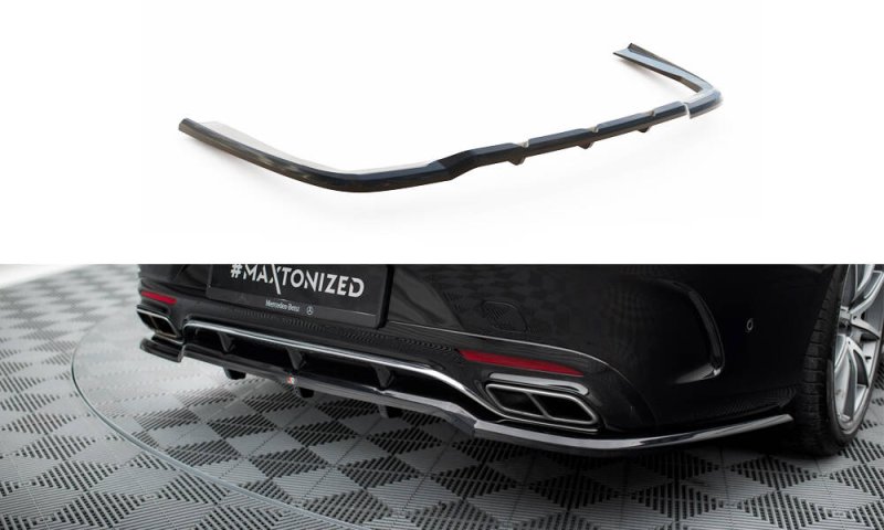Maxton Mittlerer Cup Diffusor Heck Ansatz Mercedes-Benz S Coupe AMG-Line C217 Facelift schwarz Hochglanz ME-S-C217-AMGLINE-C-RD1G+RD2-G