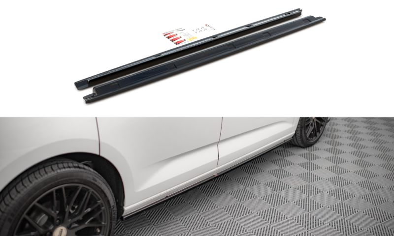 Maxton Seitenschweller Ansatz für Volkswagen Caddy Mk5 schwarz Hochglanz VW-CA-5-SD1-G