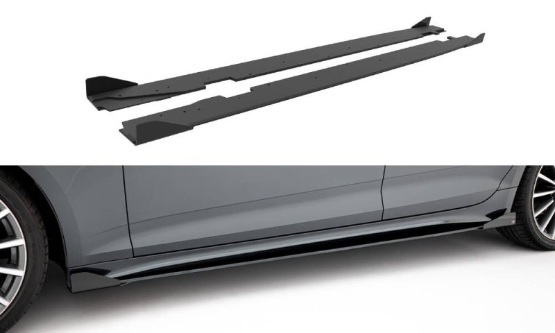Maxton Street Pro Seitenschweller Ansatz + Flaps Audi A5 Sportback F5 Facelift schwarz Hochglanz AUA52FSBCNC-SD1B+SF1-G