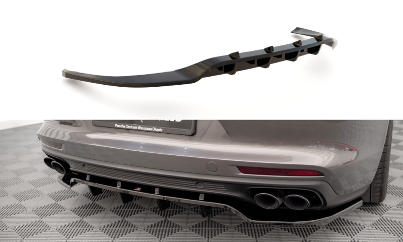 Maxton Mittlerer Diffusor Heck Ansatz DTM Look für Porsche Panamera E-Hybrid 971 schwarz Hochglanz PO-PA-971-H-RD1G+RD2-G
