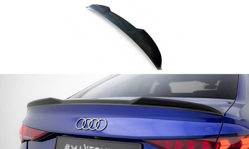 Maxton Spoiler CAP Abrisskante 3D Audi A3 S-Line Limousine / S3 Limousine 8Y Facelift schwarz Hochglanz AU-A3-8Y-SLINE-S-CAP3D1-G
