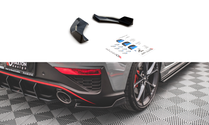 Maxton Heck Ansatz Flaps Diffusor V.3 für Hyundai I30 N Hatchback Mk3 Facelift schwarz Hochglanz HY-I30-3F-N-RSD3-G