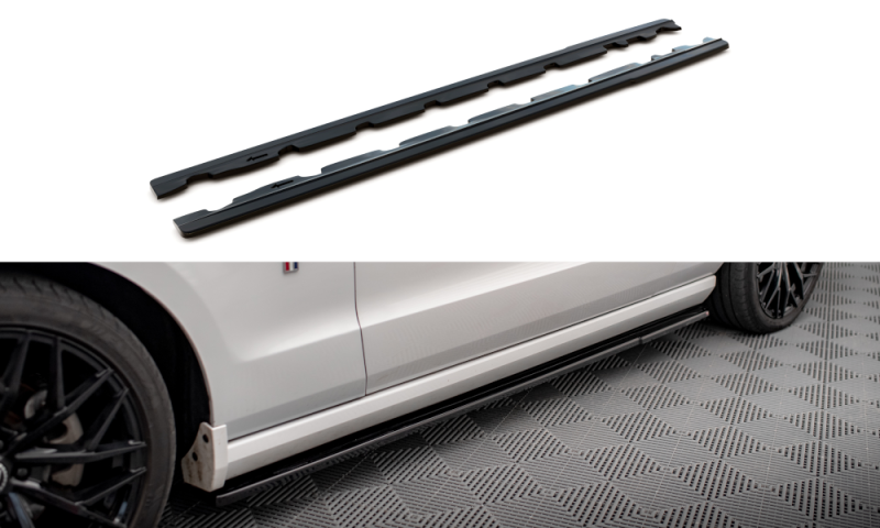 Maxton Seitenschweller Ansatz für Ford Mustang Mk5 Facelift schwarz Hochglanz FO-MU-5-SD1-G