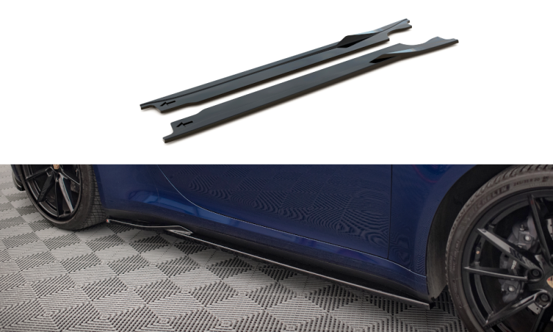 Maxton Seitenschweller Ansatz für V.1 für Porsche 911 Carrera Aero 992 schwarz Hochglanz PO-911-992-CA-AERO-SD1-G