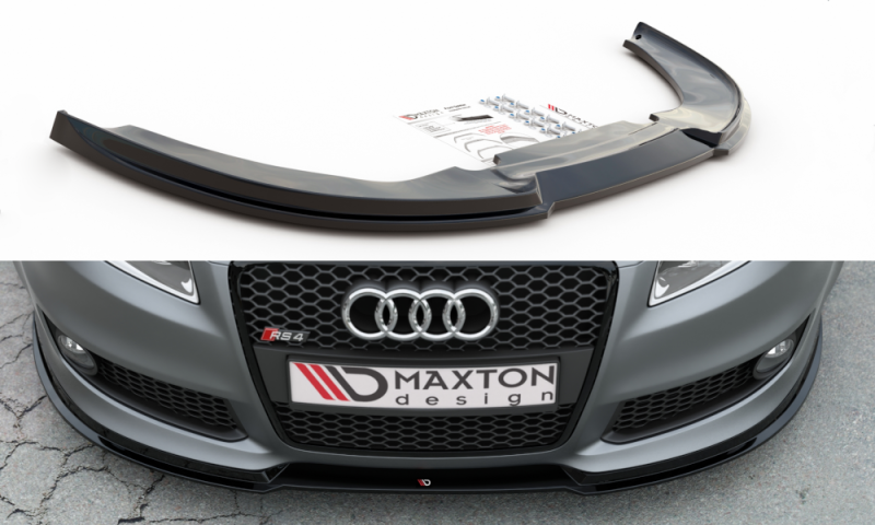 Maxton Front Ansatz V.1 für Audi RS4 B7 schwarz Hochglanz AU-RS4-B7-FD1-G