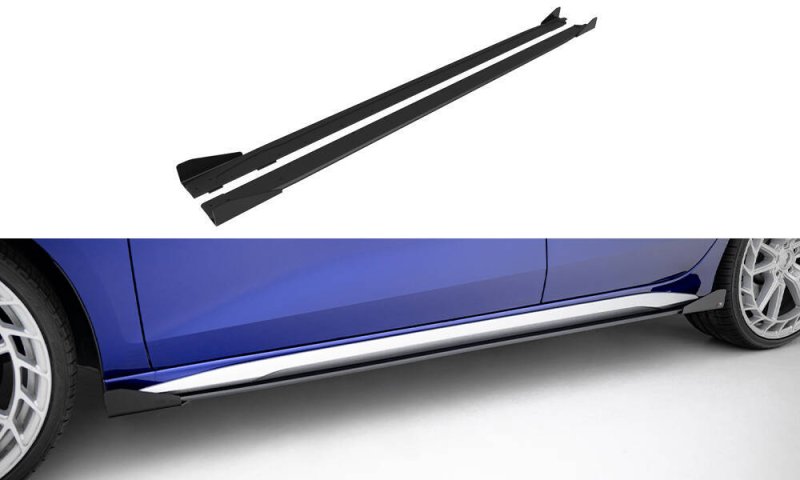 Maxton Street Pro Seitenschweller Ansatz + Flaps Audi A3 S-Line Limousine / S3 Limousine 8Y Facelift schwarz Hochglanz AUS38YFCNC-SD1B+SF1-G