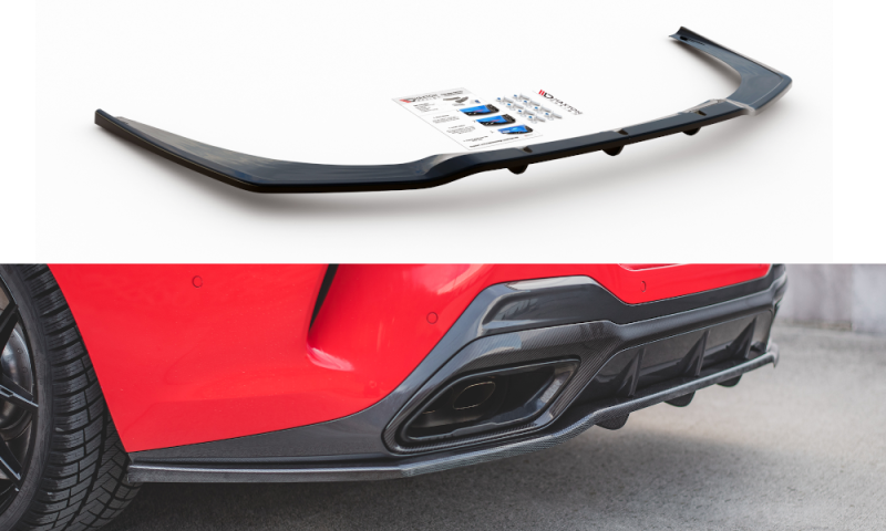 Maxton Mittlerer Diffusor Heck Ansatz DTM Look für BMW 8 Coupe M-Paket G15 schwarz Hochglanz BM-M850-G15-RD1G+RD2-G