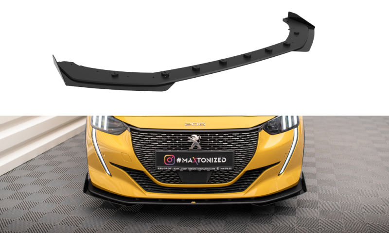 Maxton Street Pro Front Ansatz für +Flaps für + Flaps Peugeot 208 GT Mk2 schwarz Hochglanz PE2082GTCNC-FD1B+FSF1-G