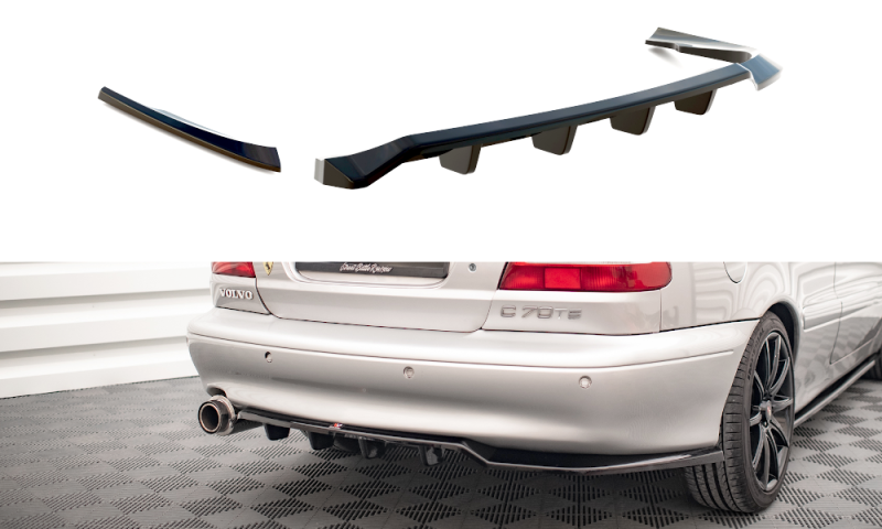 Maxton Mittlerer Diffusor Heck Ansatz DTM Look für Volvo C70 Mk1 schwarz Hochglanz VO-C70-1-RSD1G+RD1-G