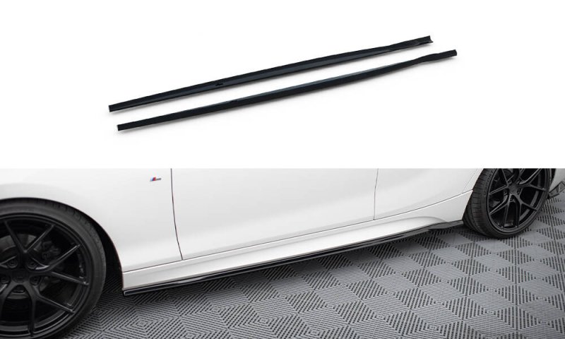 Maxton Seitenschweller Ansatz V.5 BMW 1er M-Paket / M140i F20 Facelift schwarz Hochglanz BM-1-F20F-M-SD4-G