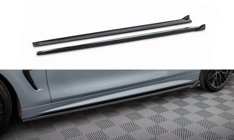 Maxton Seitenschweller Ansatz V.2 BMW 4er Coupe / Gran Coupe / Cabrio M-Paket F32 / F36 / F33 schwarz Hochglanz BM-4-F32-MPACK-SD2-G