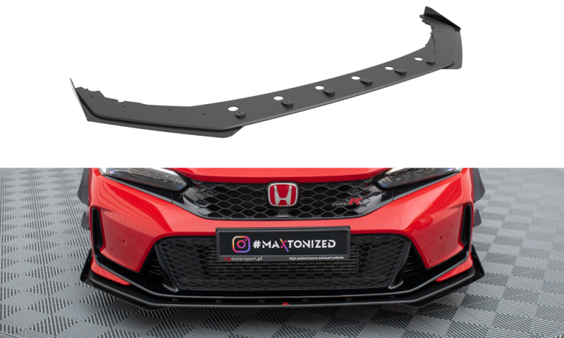 Maxton Street Pro Front Ansatz für +Flaps für + Flaps Honda Civic Type-R Mk 11 schwarz Hochglanz HOCI11TYPERCNC-FD1B+FSF1-G