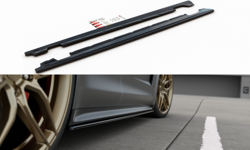 Maxton Seitenschweller Ansatz für Porsche Panamera Turbo / GTS 971 schwarz Hochglanz PO-PA-971-T-SD1-G