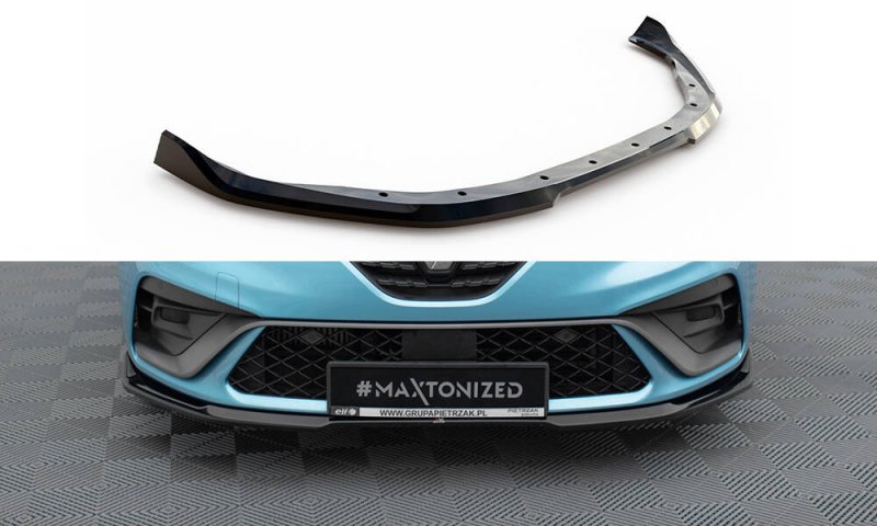 Maxton Front Ansatz V.1 Renault Clio R.S. Line Mk5 schwarz Hochglanz RE-CL-5-RSLINE-FD1-G