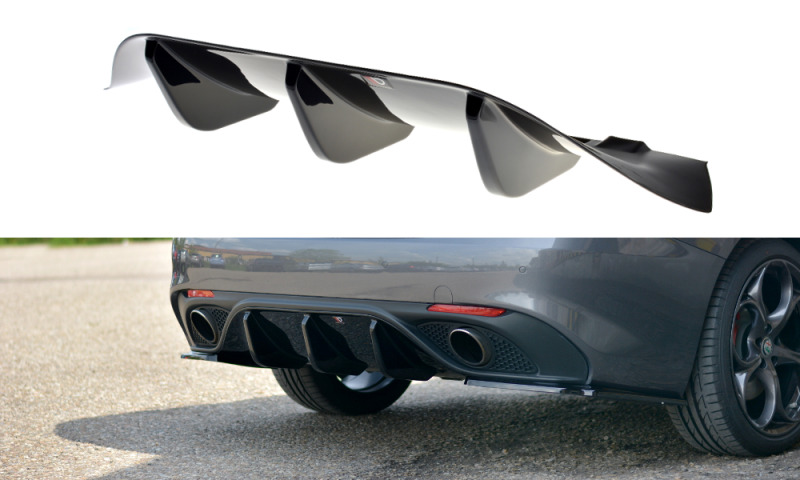 Maxton Diffusor Heck Ansatz für ALFA ROMEO GIULIA VELOCE schwarz Hochglanz AL-GI-1-VEL-RS1-G