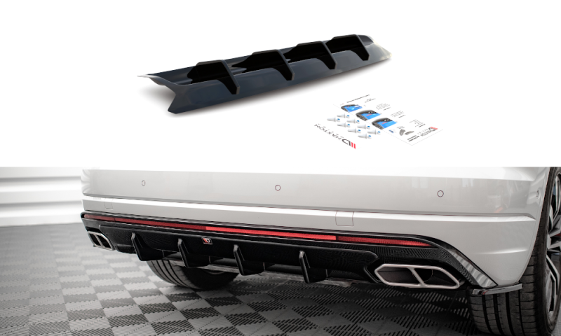 Maxton Diffusor Heck Ansatz für Volkswagen Touareg R-line Mk3 schwarz Hochglanz VW-TO-3-RLINE-RS1-G