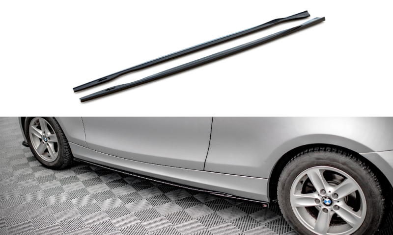 Maxton Seitenschweller Ansatz V.2 BMW 1er E81 Facelift schwarz Hochglanz BM-1-81F-SD2-G