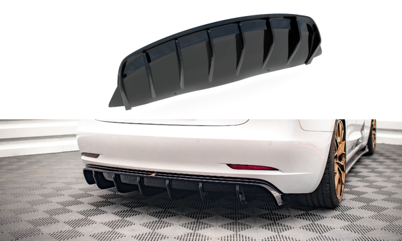 Maxton Diffusor Heck Ansatz V.2 für Tesla Model 3 schwarz Hochglanz TE-MODEL3-1-RS2-G