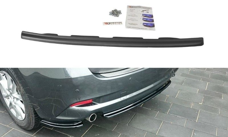 Maxton Mittlerer Diffusor Heck Ansatz für Mazda 3 BM (Mk3) Facelift  schwarz Hochglanz MA-3-3F-RD1-G