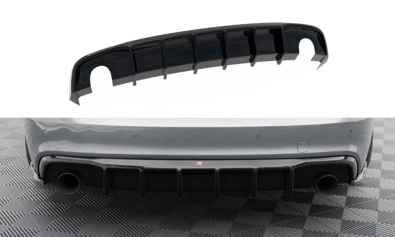 Maxton Diffusor Heck Ansatz Audi A5 S-Line Coupe / Sportback 8T Facelift (Version mit Einzelauspuff auf beiden Seiten) AU-S5-1F-RS1GO_O