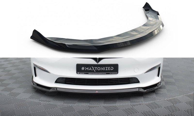 Maxton Front Ansatz V.2 Tesla Model S Plaid Mk1 Facelift schwarz Hochglanz TE-MODELS-1F2-PL-FD2-G