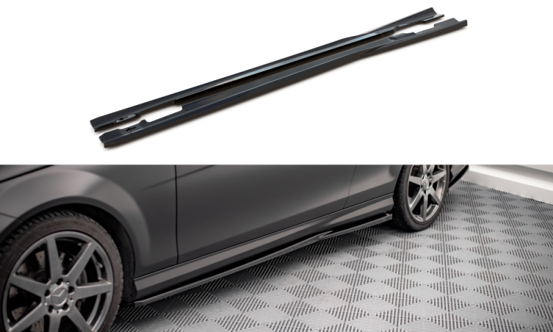 Maxton Seitenschweller Ansatz für Mercedes-Benz C Coupe AMG-Line C204 schwarz Hochglanz ME-C-204F-AMGLINE-C-SD1-G