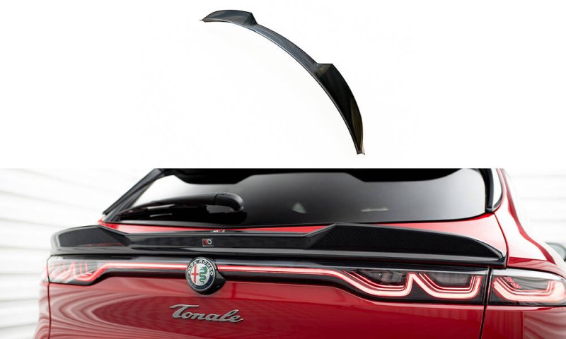 Maxton Unterer HeckSpoiler CAP Abrisskante 3D Alfa Romeo Tonale Mk1 schwarz Hochglanz AL-TO-1-CAP2-G
