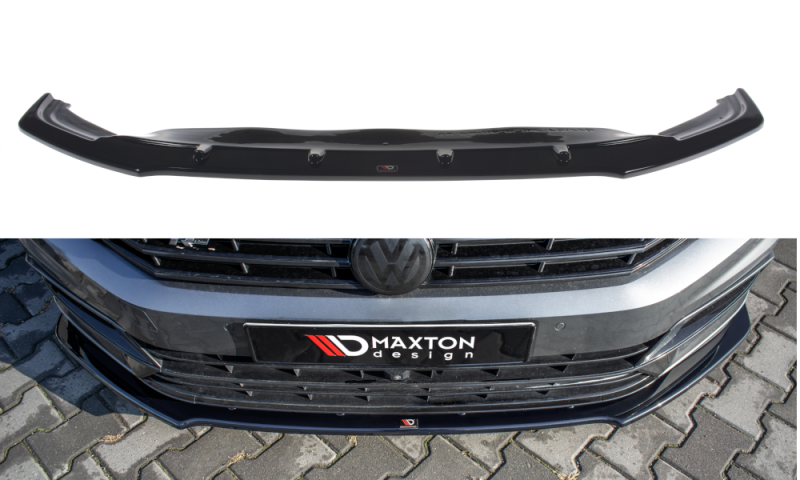 Maxton Front Ansatz V.1 für Volkswagen Passat R-Line B8 schwarz Hochglanz VW-PA-B8-RLINE-FD1-G