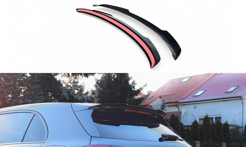 Maxton Spoiler CAP Abrisskante Mercedes-Benz A AMG-Line Hatchback W177 schwarz Hochglanz ME-A-177-AMGLINE-CAP1-G
