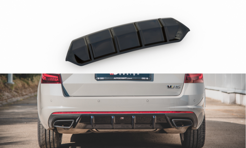 Maxton Diffusor Heck Ansatz V.1 für Skoda Octavia RS Mk3 / Mk3 FL Hatchback / Kombi schwarz Hochglanz SK-OC-3-RS-RS1-G