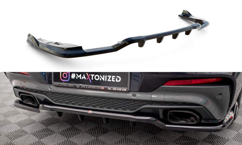 Maxton Mittlerer Diffusor Heck Ansatz DTM Look für V.2 BMW X4 M-Paket G02 schwarz Hochglanz BM-X4-02-MPACK-RD2G+RD3-G