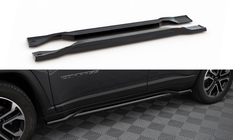 Maxton Seitenschweller Ansatz Jeep Compass Limited Mk2 Facelift schwarz Hochglanz JE-CO-2-SD1-G