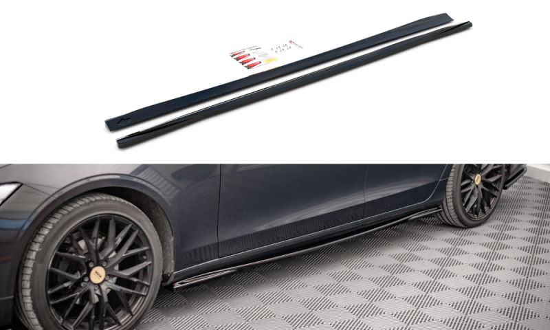 Maxton Seitenschweller Ansatz für Volvo V90 Mk2 schwarz Hochglanz VO-V90-2-SD1-G